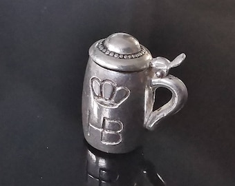HOFBRAUHAUS .925 Sterling Silver 3-D Charm Pendant Europe Germany Munich Munchen Octoberfest HB Beer Hall New tg18