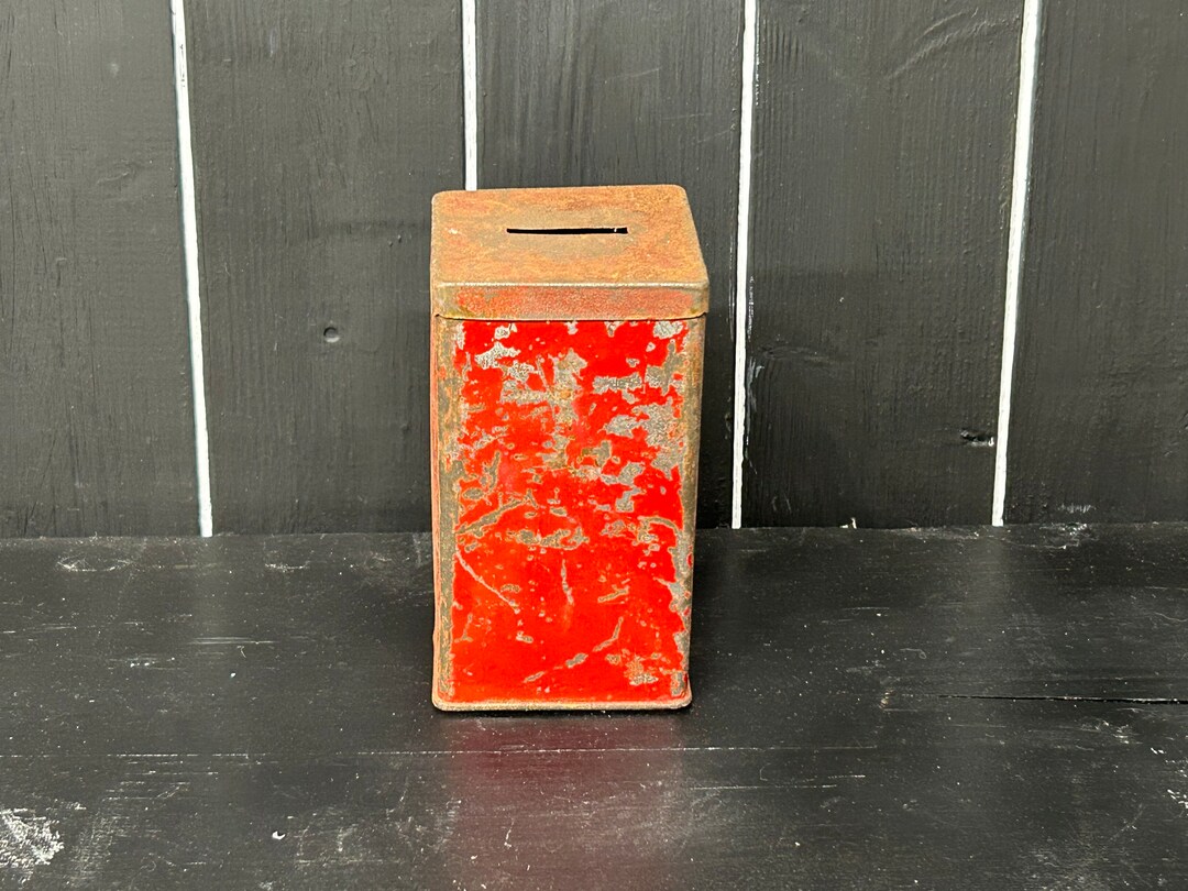 Vintage Money Tin, Piggy Bank Tin, Rectangle 13cm Etsy