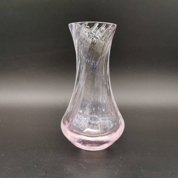 Hint of Pink Swirl Caithness Crystal Vase 12.5cm