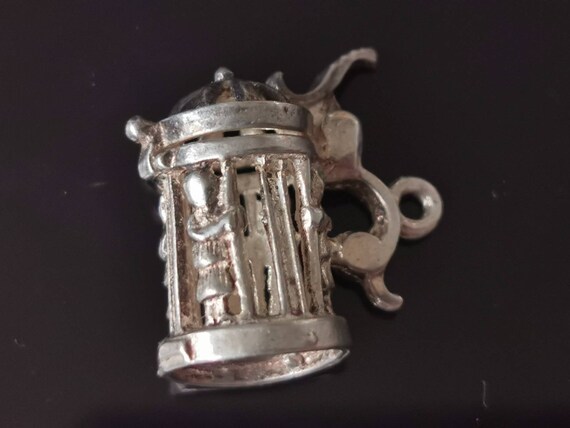 Solid Silver Opening Tankard Charm / Pendant 1.7c… - image 3