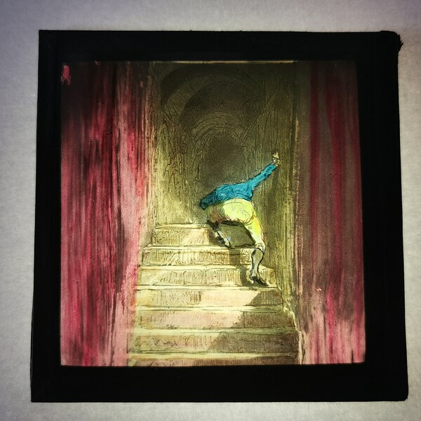 Antique Glass Slide, Colourful Magic Lantern Slide