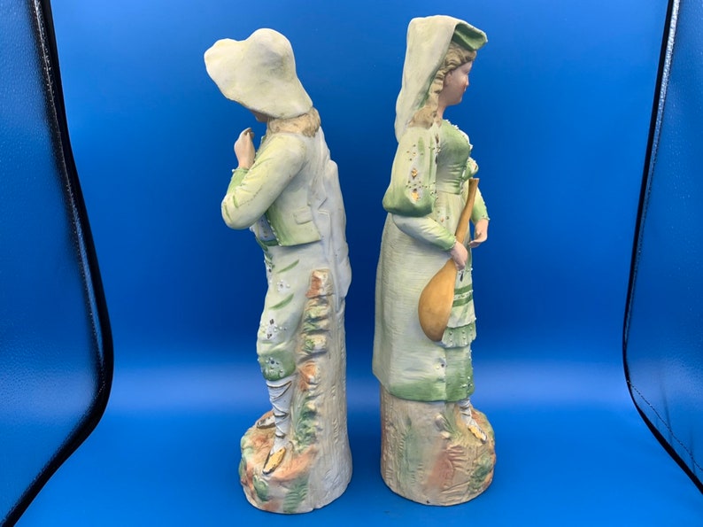 Large 19thc Pair of Bisque Porcelain Figurnes 37cm Etsy