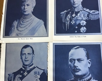 Selection of 4 Antique Monarchy Metallic Prints c1936