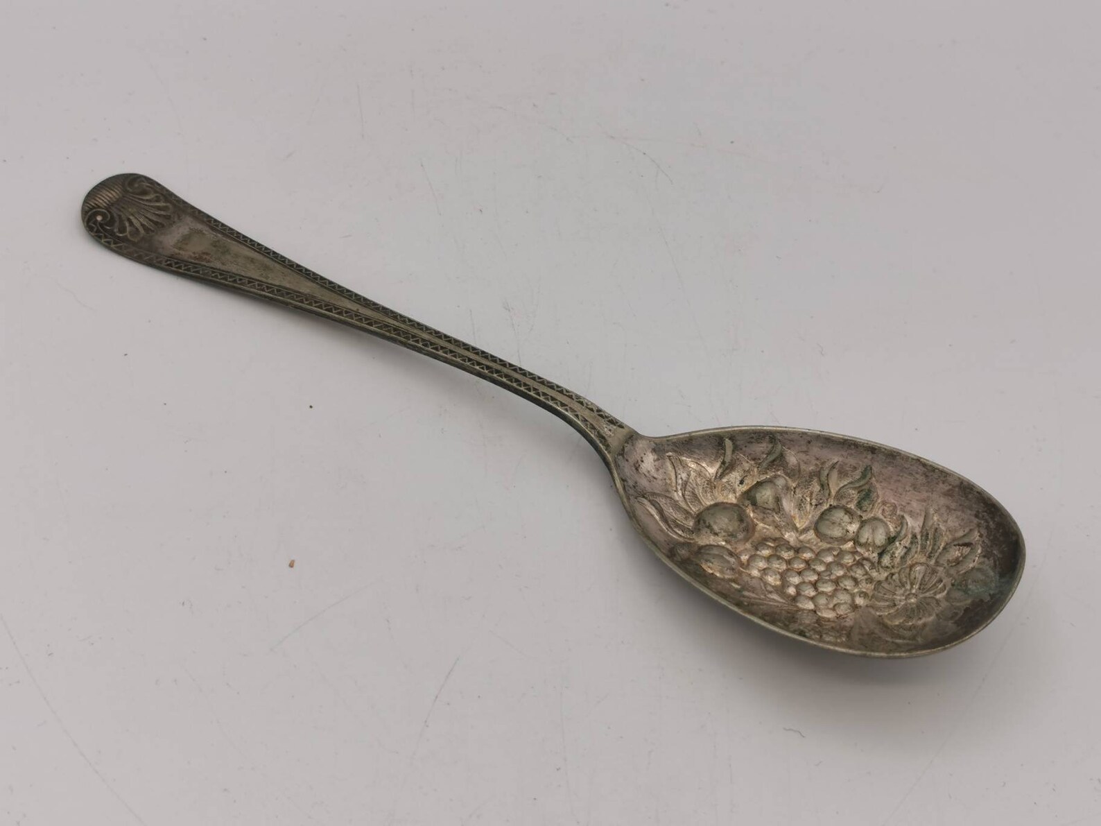 Antique Large Embossed Fruit Spoon 21.2cm Etsy UK