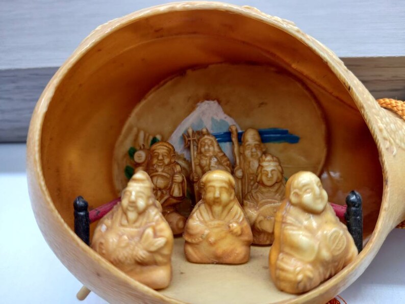 Japanese Resin Figurines in Village Mountain Scene. 16cm Etsy