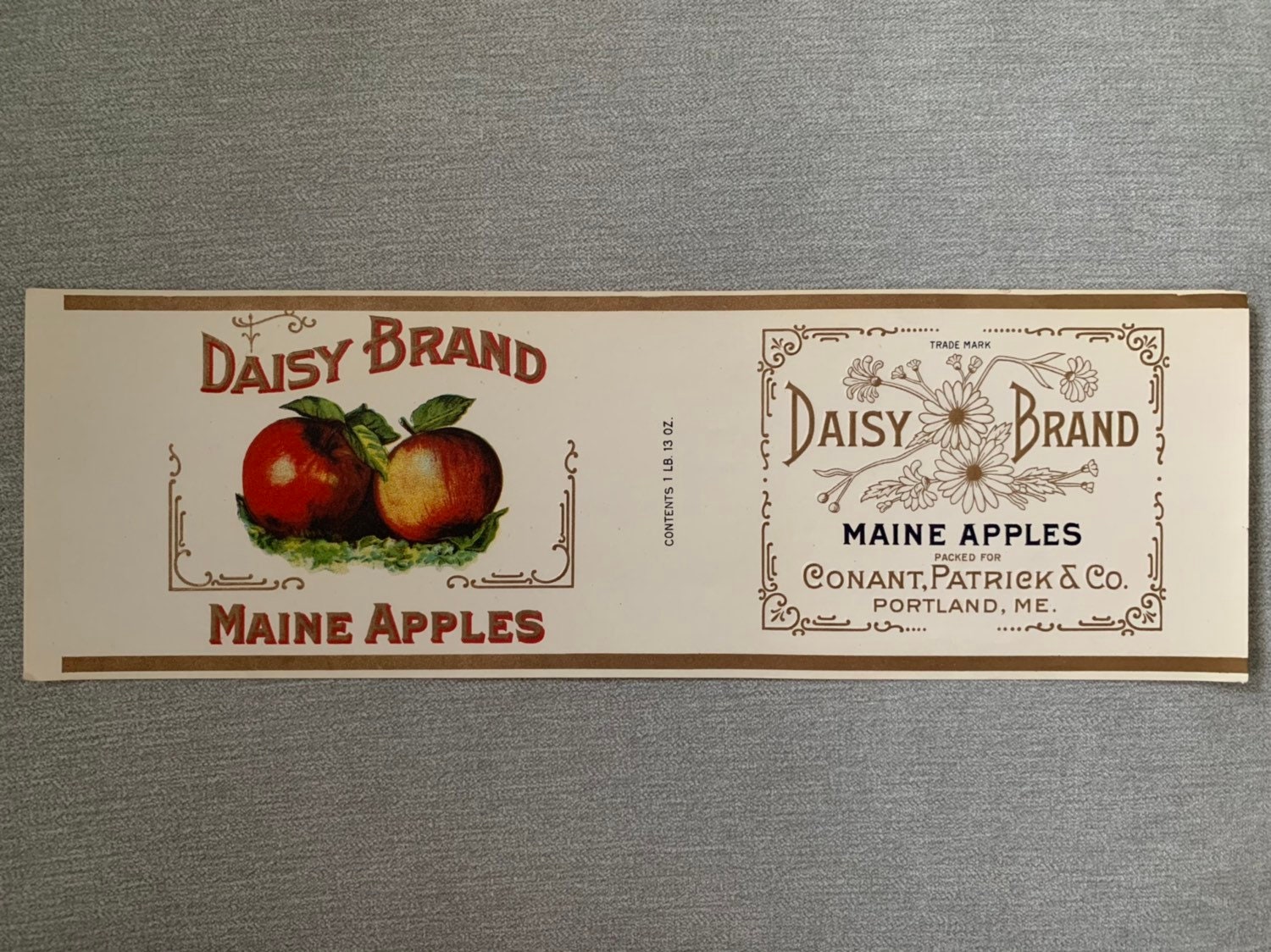 Image of 1930's Daisy Brand Maine Apples Can Label. Genuine, Not A Reproduction. Perfect For Framing