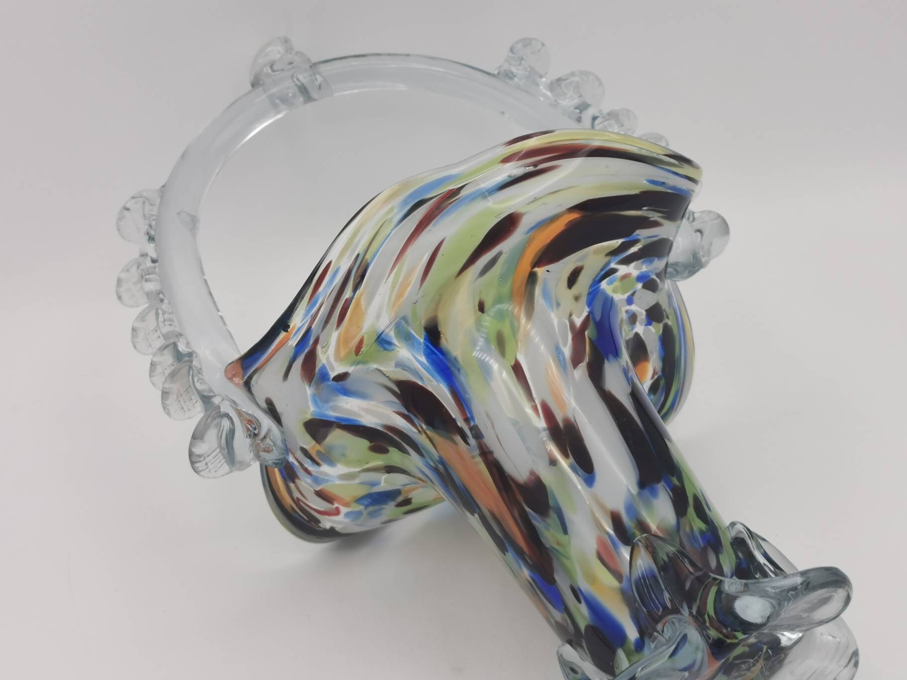 Antique Murano Glass Basket Vase Multi Colour Pontil Mark on Etsy