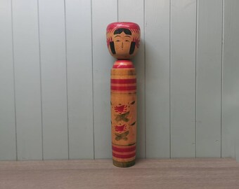 Large Vintage Japanese Wooden Kokeshi Doll, Hand Made & Painted in Japan, 45cm