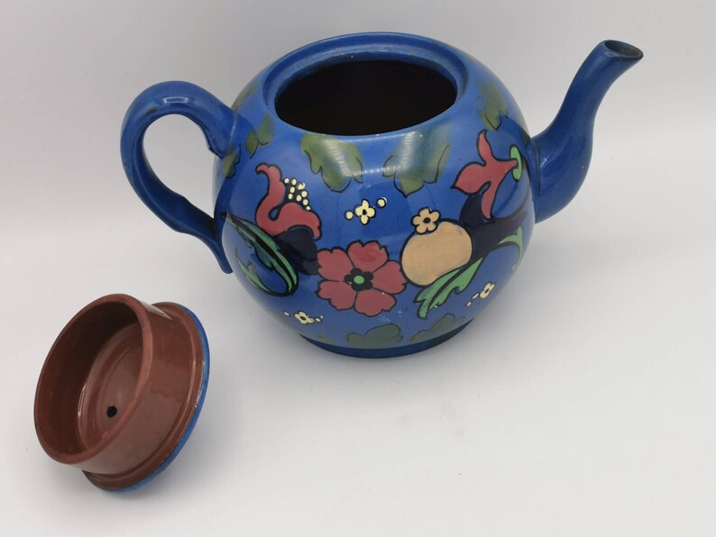 Vibrant Hand Painted Pot Vintage Teapot