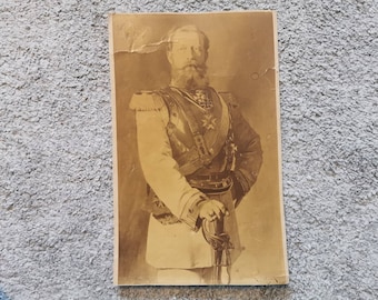 Große seltene / einzigartige Bild Deutscher Kaiser Kaiser Friedrich III,1874 32,5cm / 20,4cm