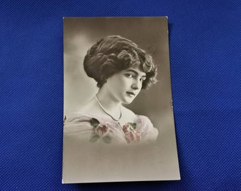 Antique Postcard, Portrait Of A. Lady Greeting Card, Franked 1913