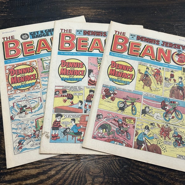 The Beano Paper Comics, Action Comics, Vintage Comics, 1985 - 3 x Comic Bundle