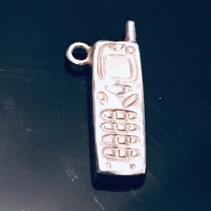 Solid Silver Charm: Mobile phone Charm - 2cm tall. Vintage Charms