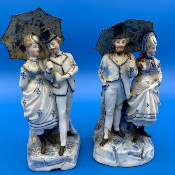 Ernst Bohne 1860 - 70's Pair of Porcelain Figurines / Pots 15cm - AF