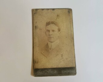 Antique Portrait Photograph on Card 10.4 / 6.4cm Cambridge