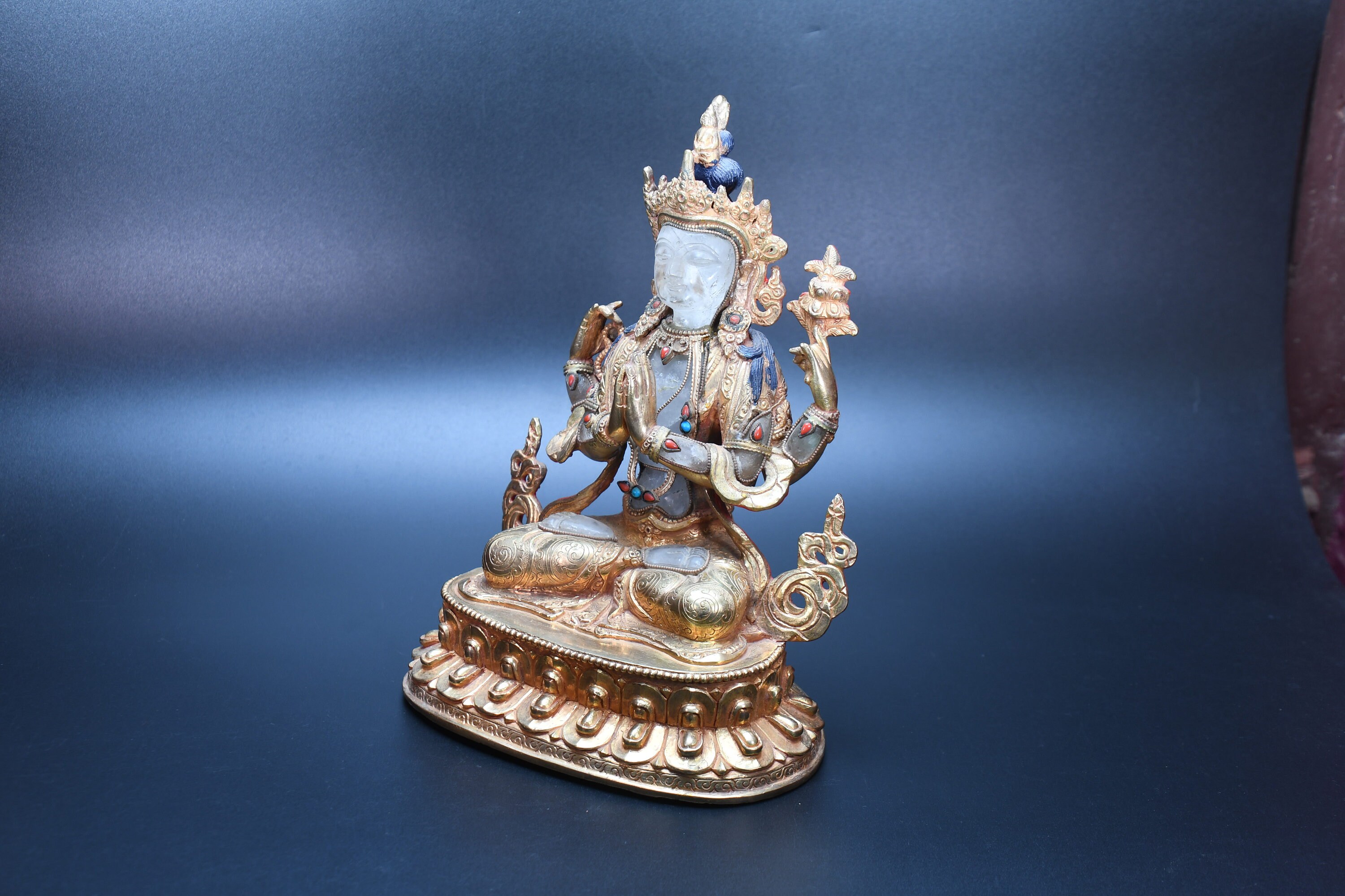 Antique Crystal Handmade Praying Tara crystal 24K Gold Plated Etsy