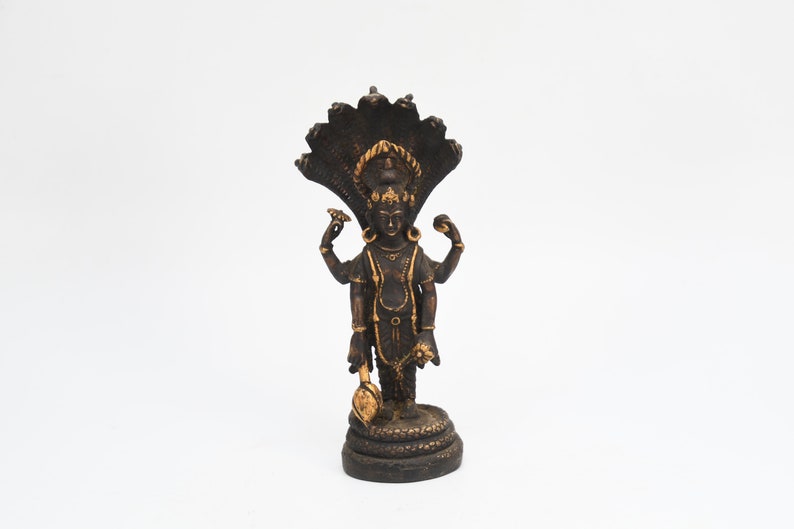 Antique Lord Vishnu Statue Blessing Handmade shops Bishnu Meditation Vishnu God of Protection Statue Vintage Statue