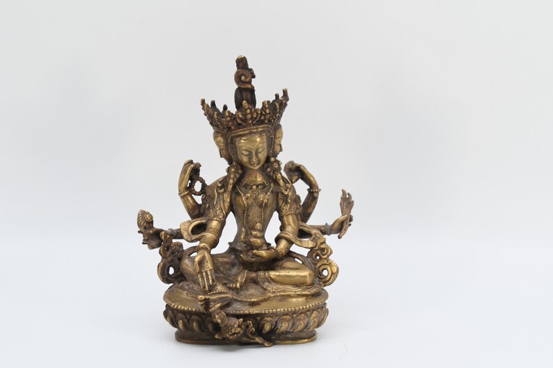 Chenrezig Antique Meditating Handmade Statue Religious Tibetan A Chenrezig Antique Meditating Handmade Statue Religious Tibetan A