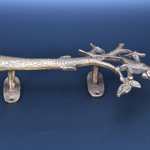 Antique Tibetan Bird Carved With Branch Door Handle Brass Metal Door shops Handle Vintage Door Lock