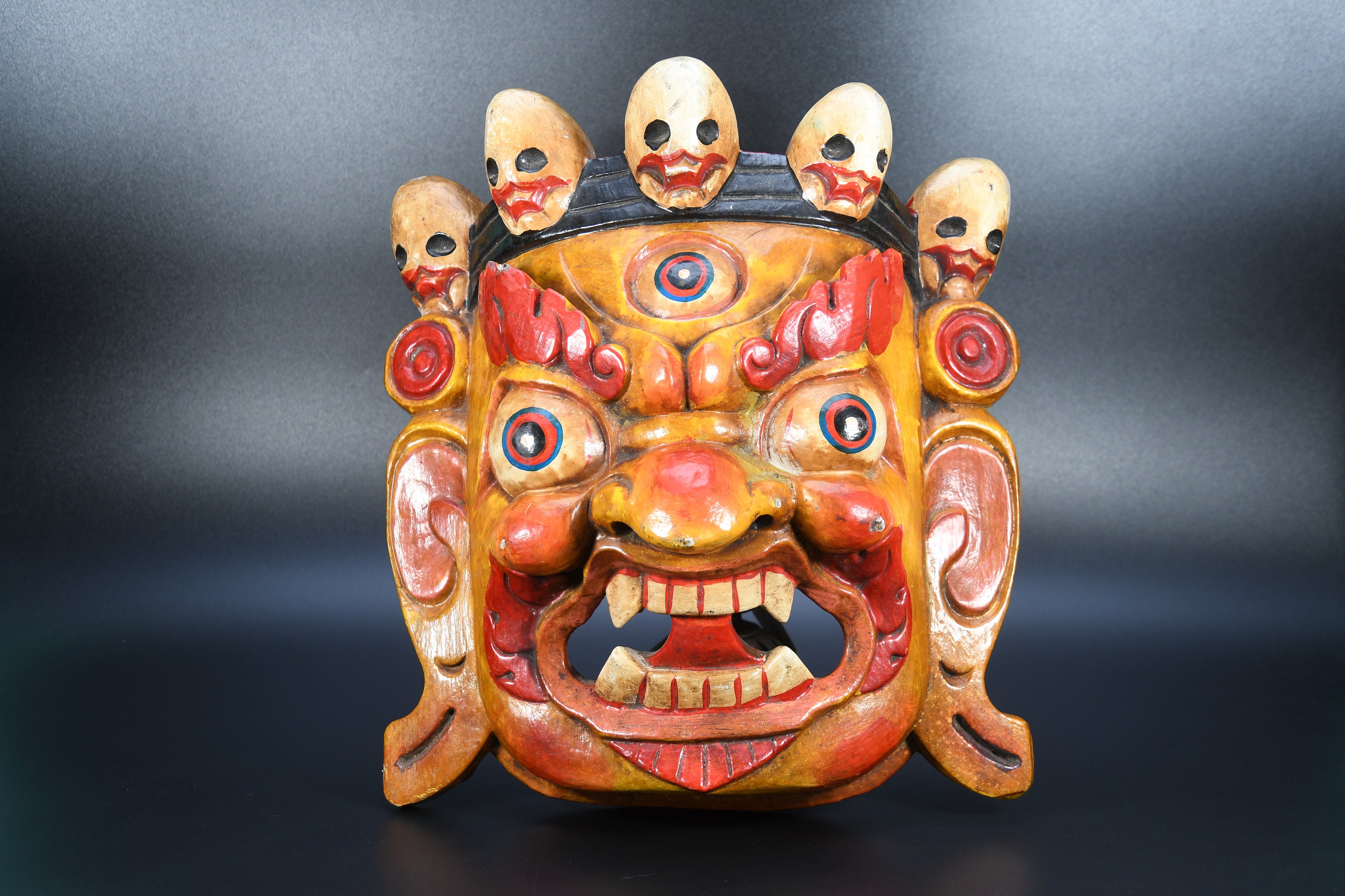 Mask Shaman Ritual Shaman Tibetan Buddhism Antique Bodhi Wood Etsy