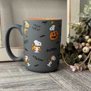 Snoopy Trick or Treat Mug, Soft Touch CeramicPeanuts Halloween Coffee Mug, Snoopy Mummy Mug, Snoopy Halloween Mug, Halloween Mug