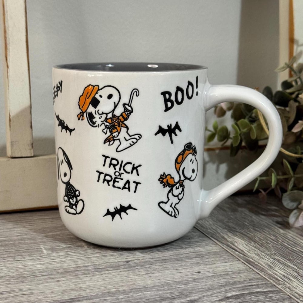 Snoopy Trick Or Treat Mug, Peanuts Halloween Coffee Mug, Snoopy Mummy Mug, Snoopy Halloween Mug, Halloween Mug, Stoneware By Gibson Bespoketshirt Collections