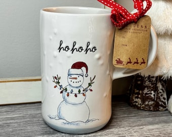 Taza navideña, taza navideña de muñeco de nieve, taza navideña, taza navideña alta, taza Rae Dunn alta, taza de café de muñeco de nieve Ho Ho Ho
