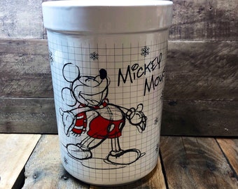 Disney Sketchbook Mickey Mouse & Minnie Mouse Christmas Crock, Utensil Crock, Holiday Sketchbook Mickey