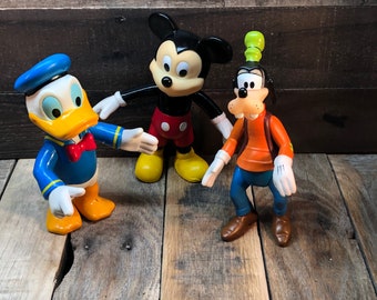 Walt Disney's Mickey Mouse, Donald Duck & Goofy. Poseable, Vintage