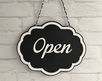 Open Closed sign Business sign Storefront sign Shop open sign Wooden sign for shop Boutique sign