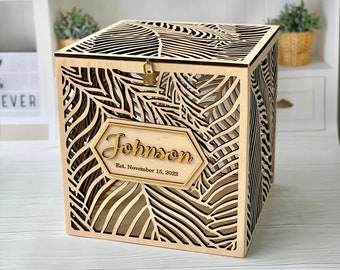 Wedding Card Box With Slot Lock Wedding money box Rustic card box Lockable card box Wedding bank Wedding card box Wedding card holder