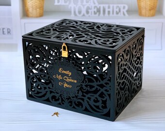 Quinceanera card box Sweet 15 Birthday Card holder Quinceanera party Card Box With Slot Lock Box for cards Lockable card box Wedding box