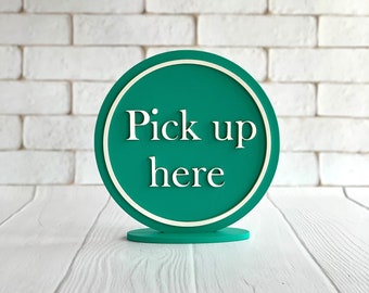 Pick Up Here Sign Standing Sign Coffee Shop sign Cafe sign Bakery sign Restaurant sign Wooden sign Business sign Storefront sign Shop sign
