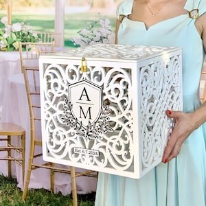 Caixa de cartão de casamento personalizada com trava de fenda Caixa de dinheiro de casamento Caixa de cartão rústica Caixa de cartão com trava Banco de casamento Caixa de cartão de casamento Cartão de casamento