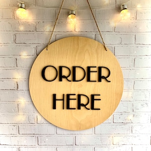 Panneau Commandez ici Panneau de restaurant Panneau en bois Panneau d&#39;entreprise Panneau de devanture de magasin Panneau de magasin Panneau de boutique