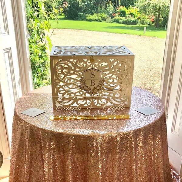 Wedding Card Box With Slot Lock Wedding money box Rustic card box Lockable card box Wedding bank Wedding gift box