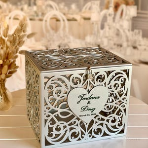 Brass Gold Wedding Card Box With Slot Lock Wedding Money Box Rustic ...