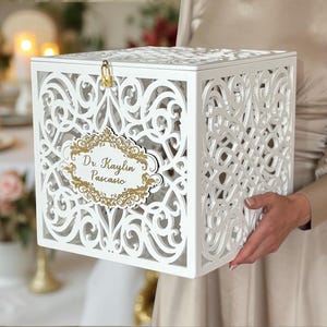 Gold Wedding Card Box With Slot Lock Wedding Money Box Rustic Card Box ...