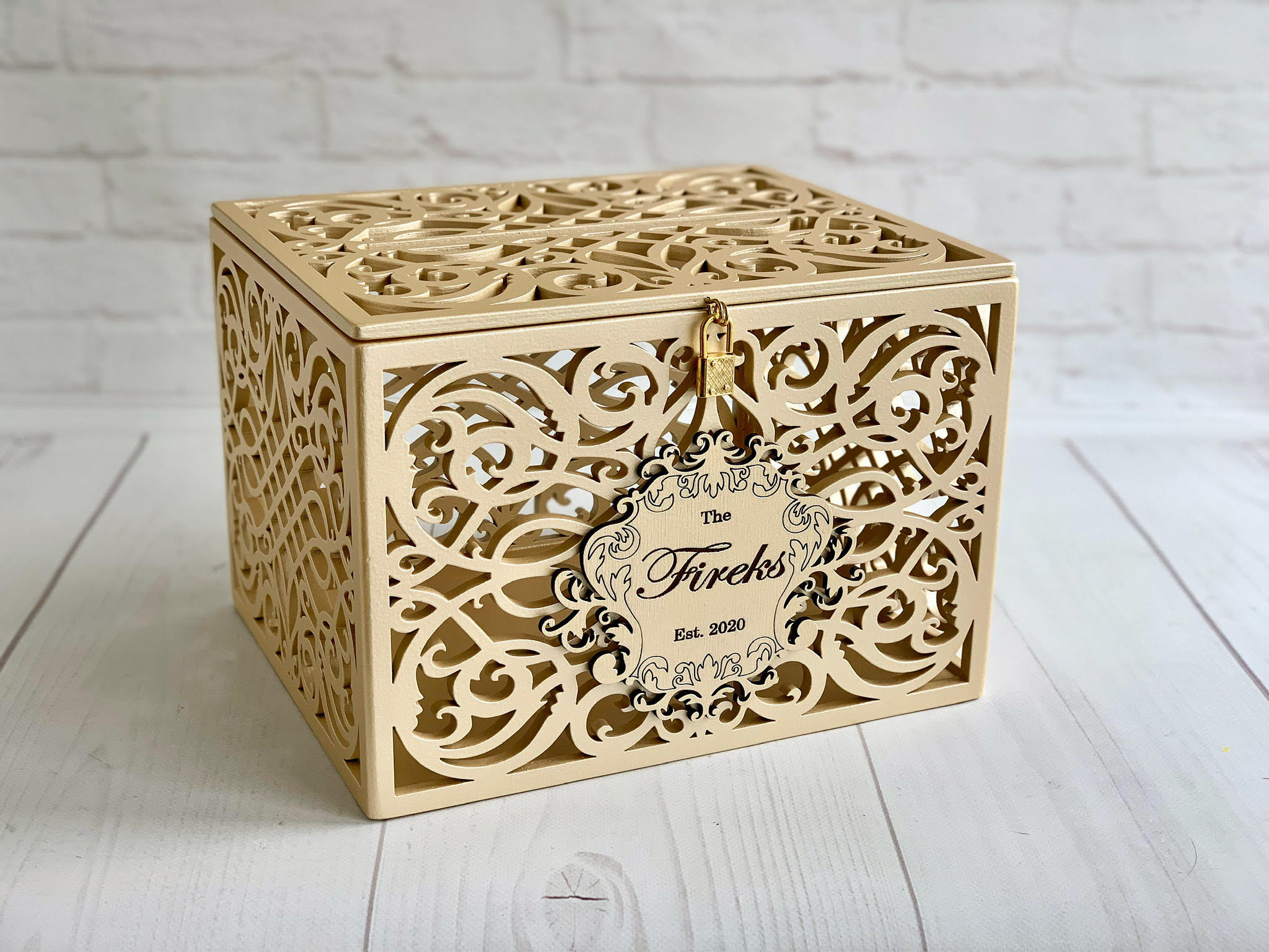 Personalized Wedding Card Box With Slot Lock Wedding Money Box Rustic ...