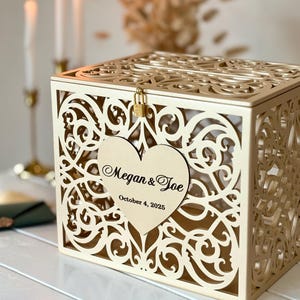 Gold Wedding Card Box With Slot Lock Wedding Money Box Rustic Card Box ...