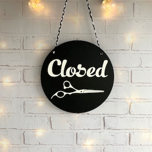 Hair Salon Open Closed Sign With Scissors Business Sign Barbershop Sign ...