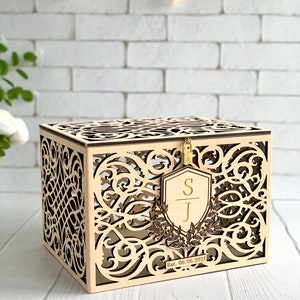 Personalized Wedding Card Box With Slot Lock Wedding Money Box Rustic ...