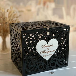 Gold Wedding Card Box With Slot Lock Wedding Money Box Rustic Card Box ...