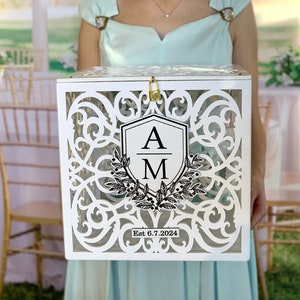 Personalized Wedding Card Box With Slot Lock Wedding Money Box Rustic ...