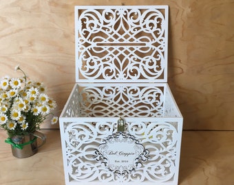 Quinceanera card box Sweet 15 Birthday Card holder Quinceanera party Card Box With Slot Lock Box for cards Lockable card box Wedding box