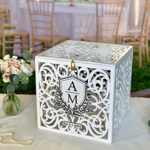 Personalized Wedding Card Box With Slot Lock Wedding Money Box Rustic ...