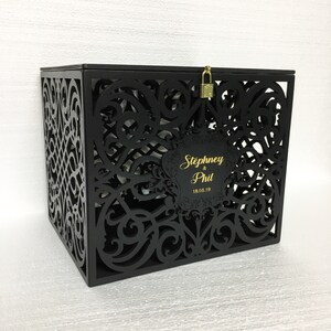 Gold Wedding Card Box With Slot Lock Wedding Money Box Rustic - Etsy