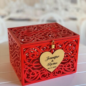 Gold Wedding Card Box With Slot Lock Wedding Money Box Rustic Card Box ...