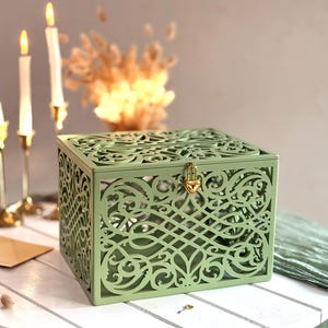 Brass Gold Wedding Card Box With Slot Lock Wedding Money Box Rustic ...