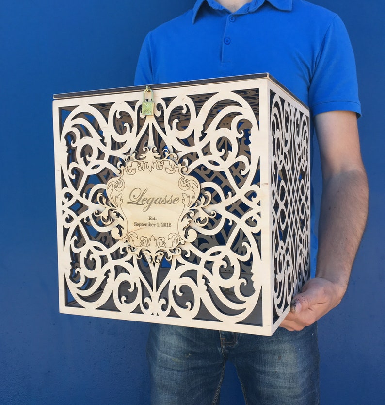 Wedding Card Box Big size With Slot Lock Wedding money box Etsy